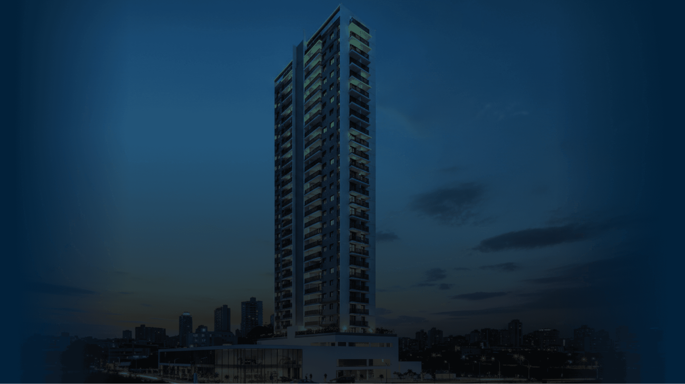 Perspectiva noturna do empreendimento Skyline 520