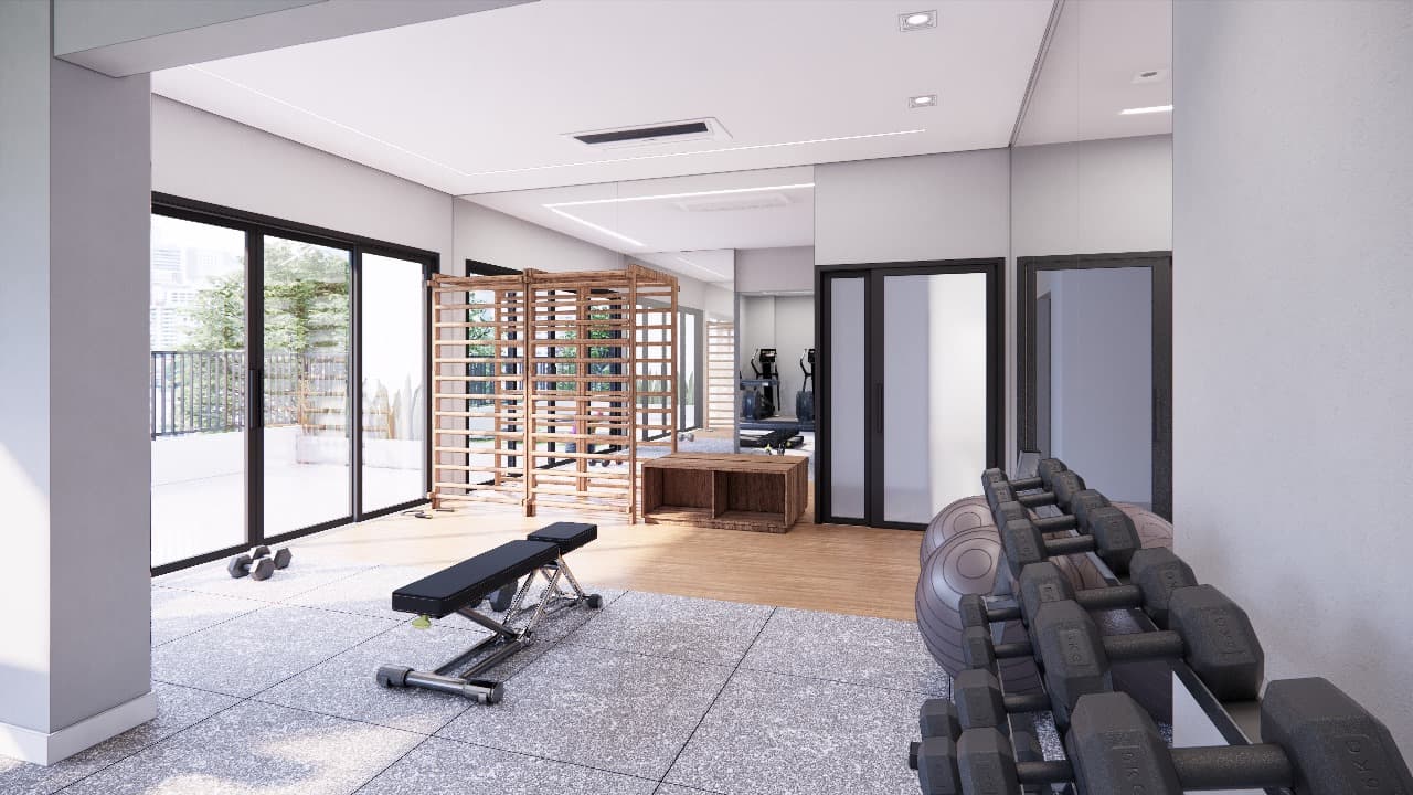 Área de lazer residencial Skyline 520 — academia, coworking e espaços de bem-estar 13