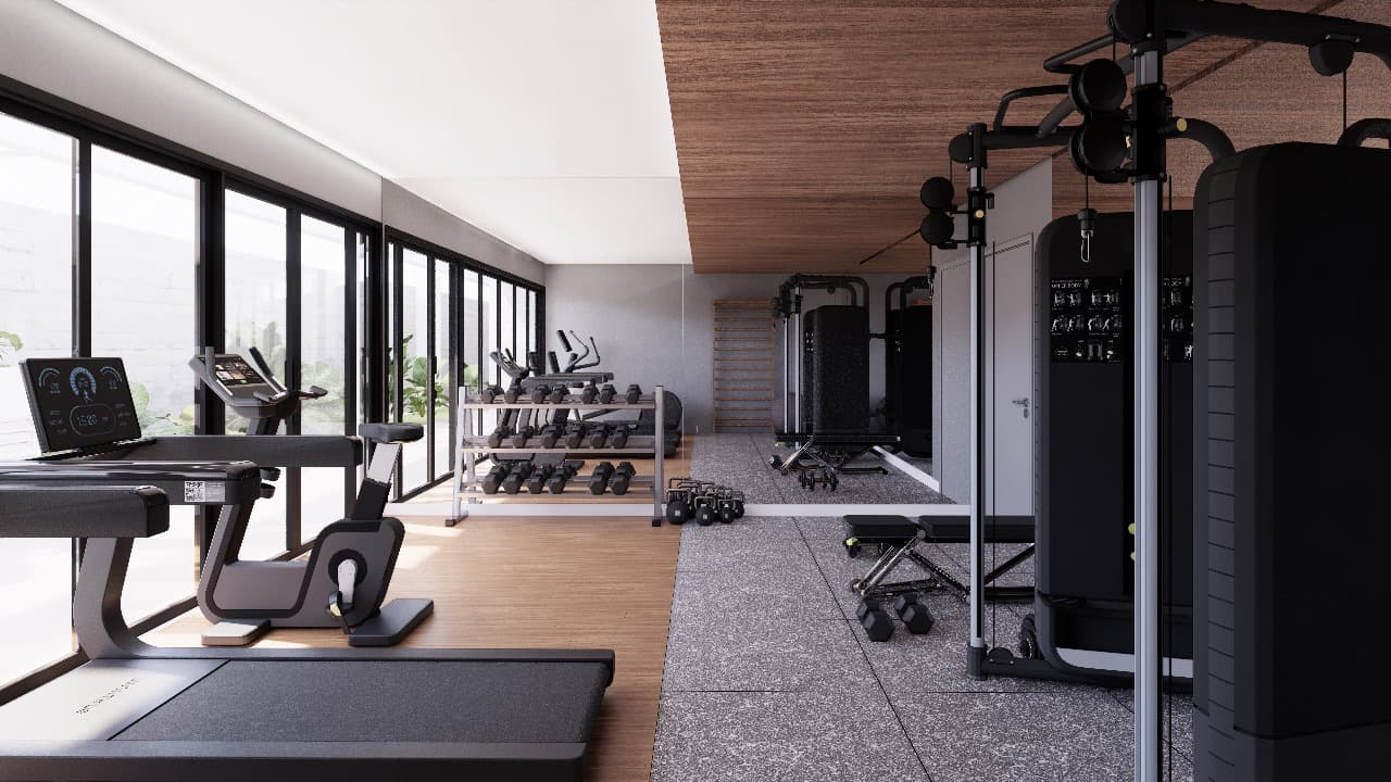 Área de lazer studio Skyline 520 — espaço gourmet, rooftop e áreas de convivência 9