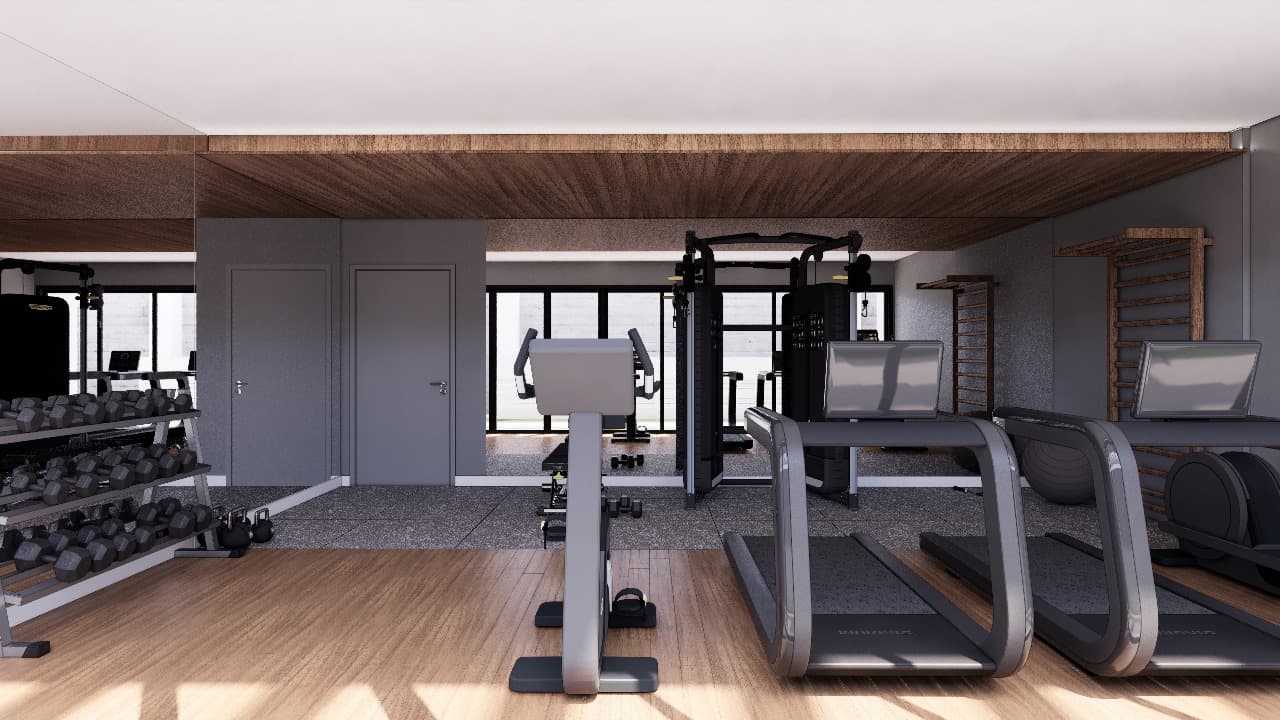 Área de lazer studio Skyline 520 — espaço gourmet, rooftop e áreas de convivência 11