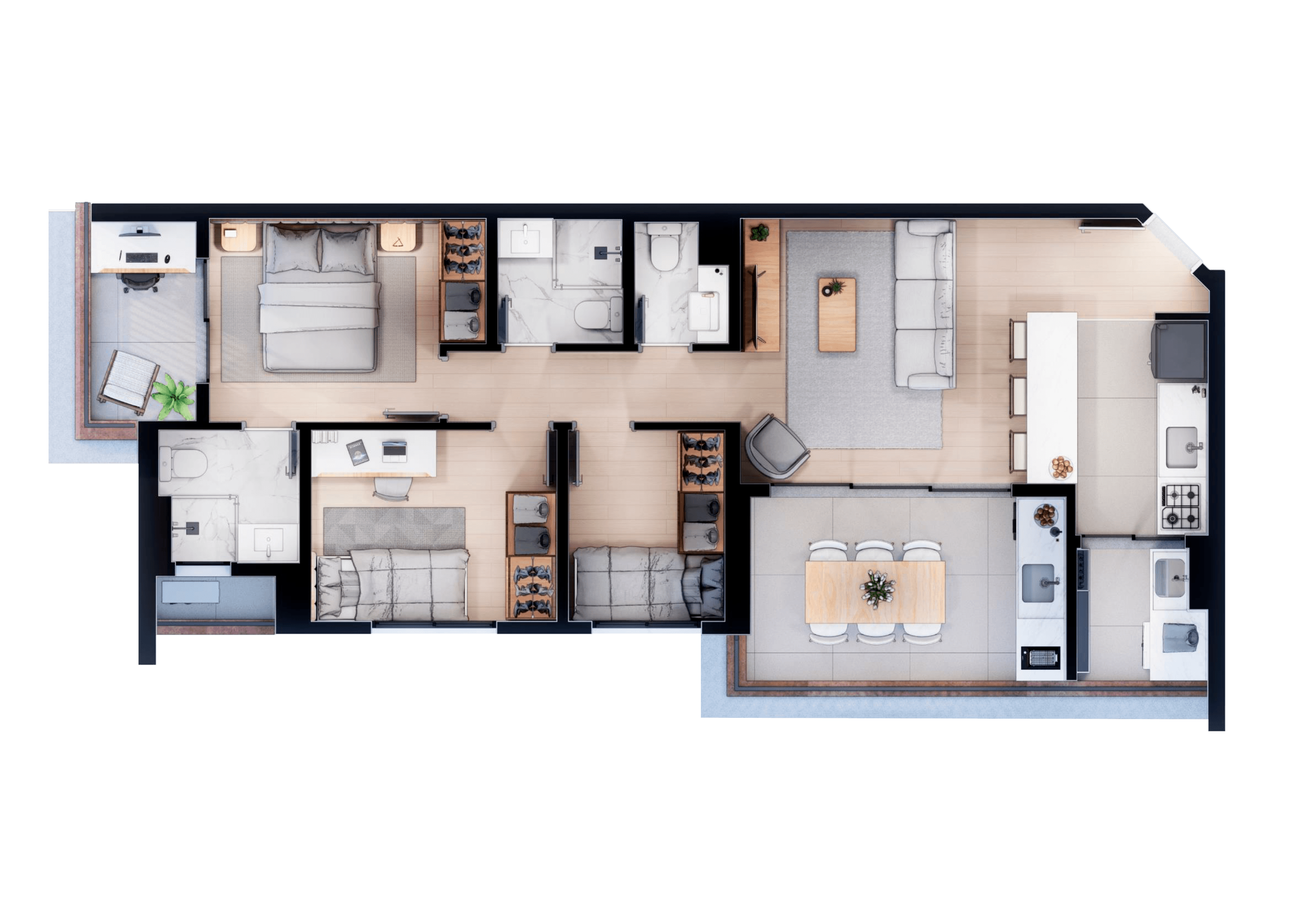 Apartamentos 80,20m² - Terraço Gourmet